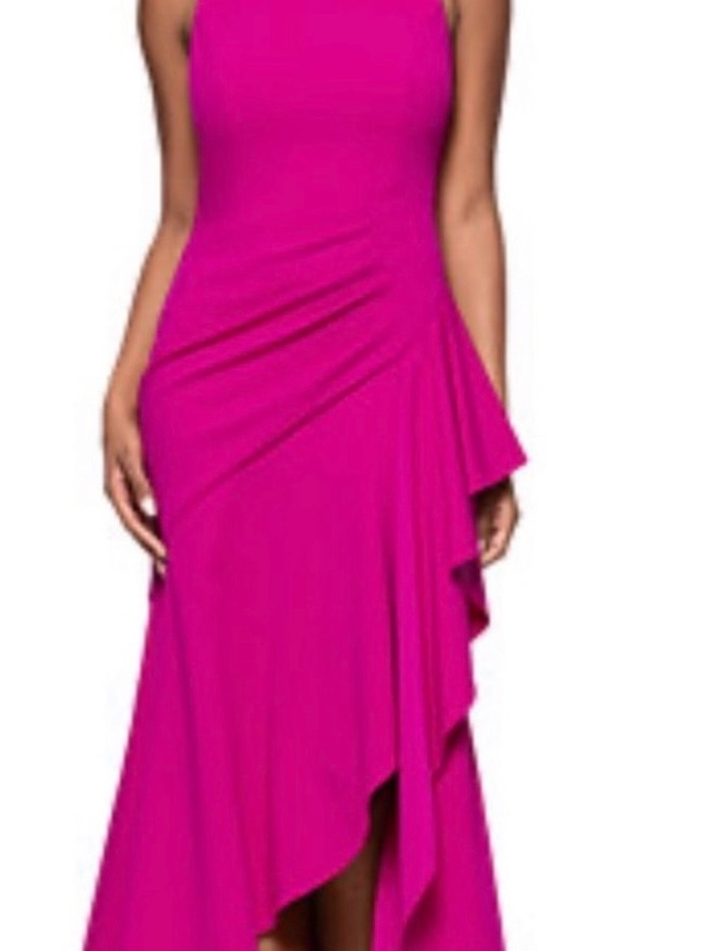 Betsy & Adam Hot Pink Asymmetrical Ruffle Dress